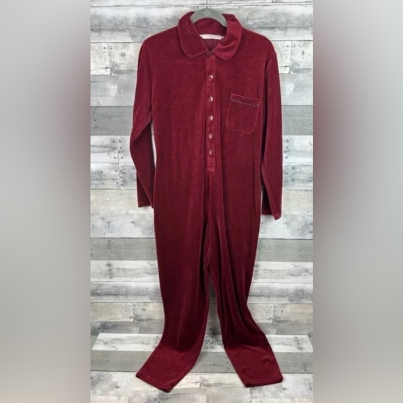 victoria Secret Country Other - VINTAGE S VICTORIA SECRET Country red velvet onsie loungewear Dark romantic